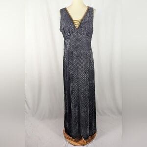 Dreamgirl Black Velour Maxi Dress Sleeveless Goal Detail Costume Cleopatra Sz 1X